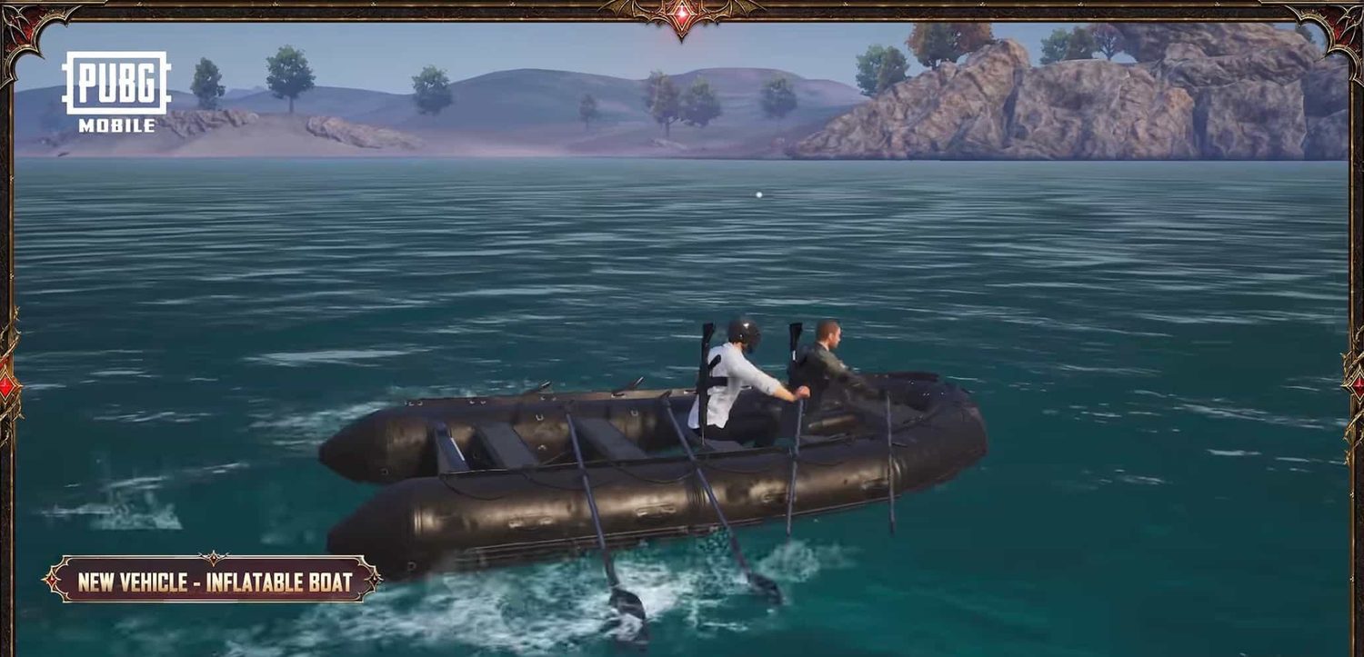 Real PUBG MOBILE screenshot of the new inflatable boat vehicle on Erangel